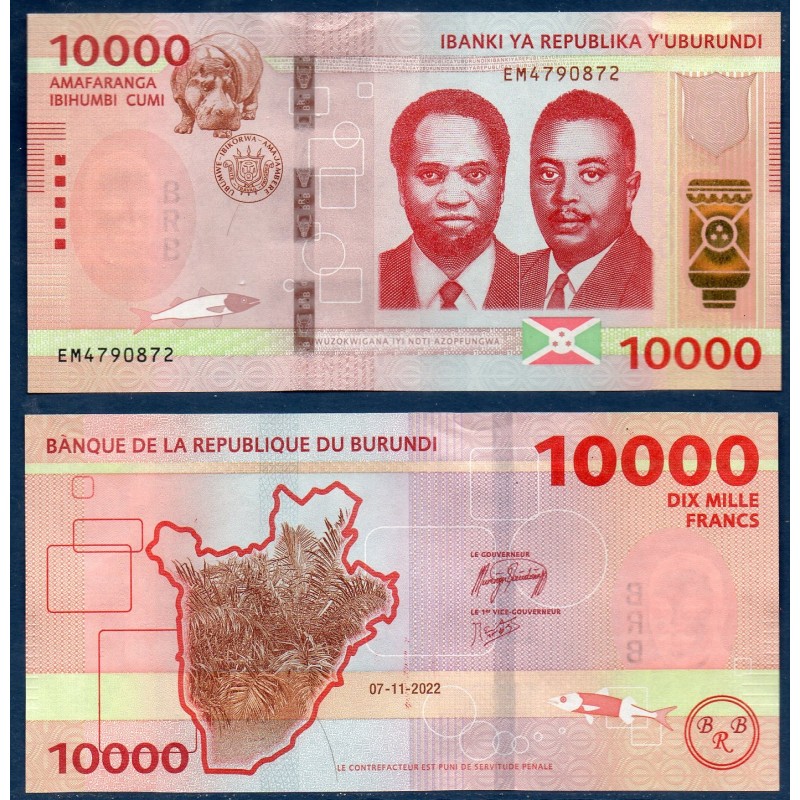 Burundi P.59,  Neuf, Billet de 10000 Francs 2022 plantes