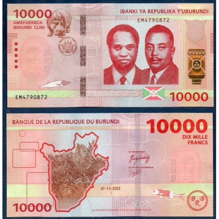 Burundi P.59,  Neuf, Billet de 10000 Francs 2022 plantes