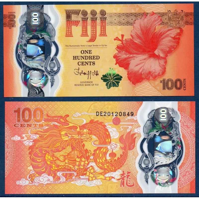 Fidji P.124, neuf Billet de 100 cents 2023 hibiscus