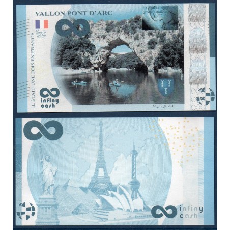 Billet souvenir Vallon pont d'arc infinity cash touristique