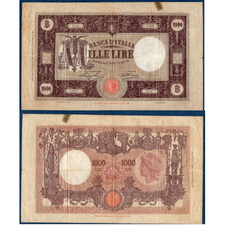 Italie P.52b, TB Billet de 1000 Lire 5.12.1929 Femme aillée