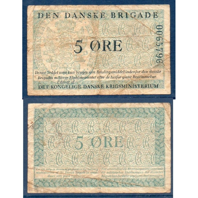 Danemark P.M7, TB Billet de 5 Ore 1947-1958 militaire