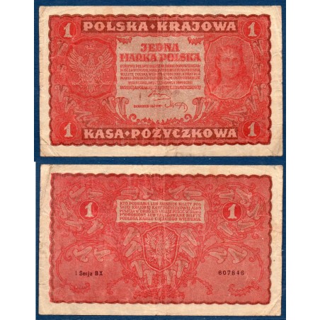 Pologne P.23, TB, Billet de 1 Marka 1919 Jadwiga