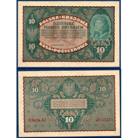 Pologne P.25, Sup, Billet de 10 Marek 1919 Kościuszko