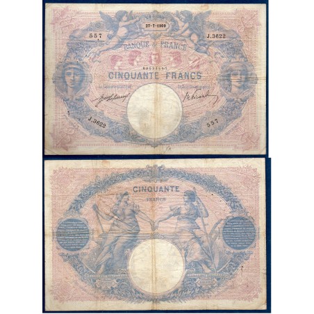 50 Francs Bleu et Rose B 2.7.1909 Billet de la banque de France