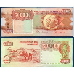 Angola P.134, Sup, Billet de 500000 Kwanzas 1991 Rhinocéros