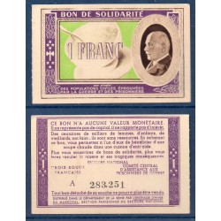 Bon de Solidarité, billet de 1 franc Petain, Sup,  1941-1944