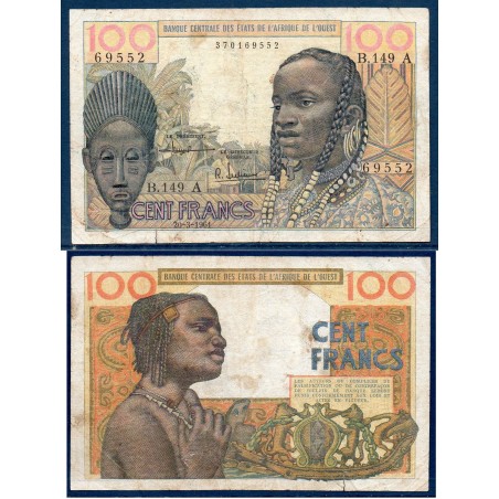 BCEAO P.101Ab, TB- Billet de 100 Francs 1961 femme