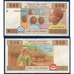 Afrique Centrale P.406Ab Gabon, TB, Billet de 500 Francs CFA 2002 cabane