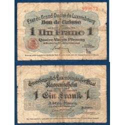 Luxembourg Pick N°21, B Billet de banque de 1 Franc 1914