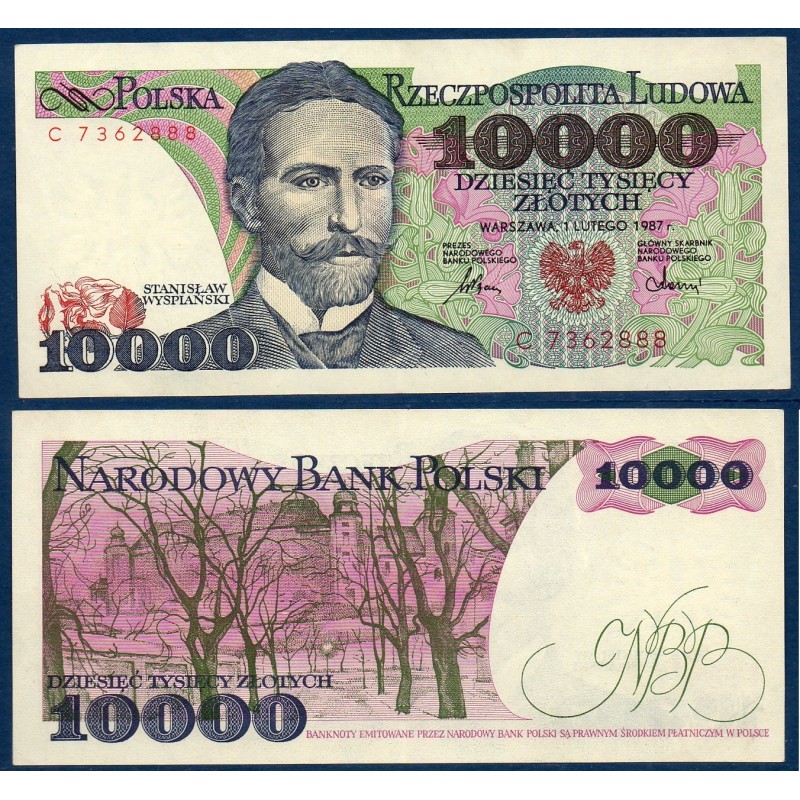 Pologne P.151a, Sup, Billet de 10000 Zlotych 1987 Wyspiański