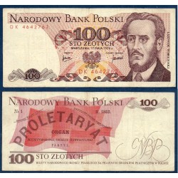 Pologne P.143b, TB, Billet de 100 Zlotych 1976 Waryński