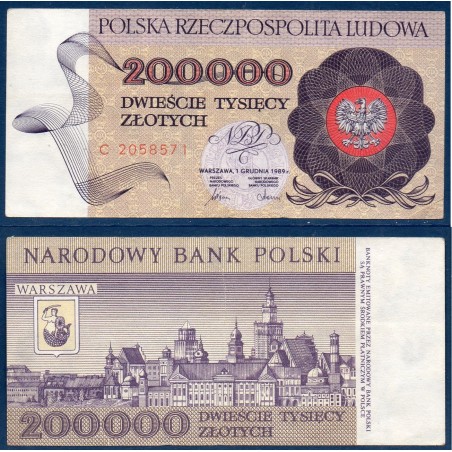 Pologne Pick N°155a, TTB Billet de banque de 200000 Zlotych 1989