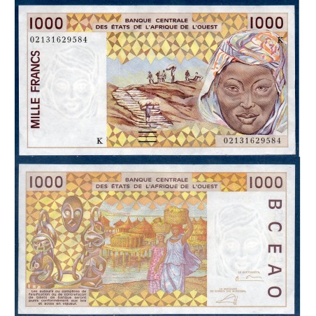 BCEAO P.711Kl Senegal, TTB, Billet de 1000 Francs CFA 2002 pilotis