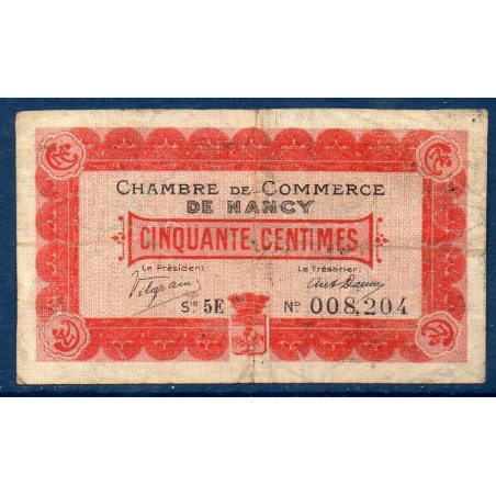 Nancy 50 centimes TB 1.12.1916 Pirot 87.10 Billet de la chambre de Commerce