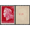 Timbre Yvert No 1536Bc France variété Marianne de Cheffer Numero rouge