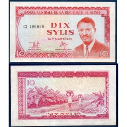 Guinée P.23a, Sup, Billet de 10 Sylis 1980 Lumumba