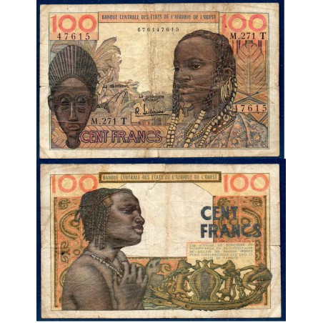 BCEAO P.801Tg Togo, Tb-, Billet de 100 Francs CFA 1965 homme