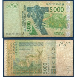 BCEAO P.117Ap Cote d'Ivoire, B, Billet de 5000 Francs CFA 2016 antilopes