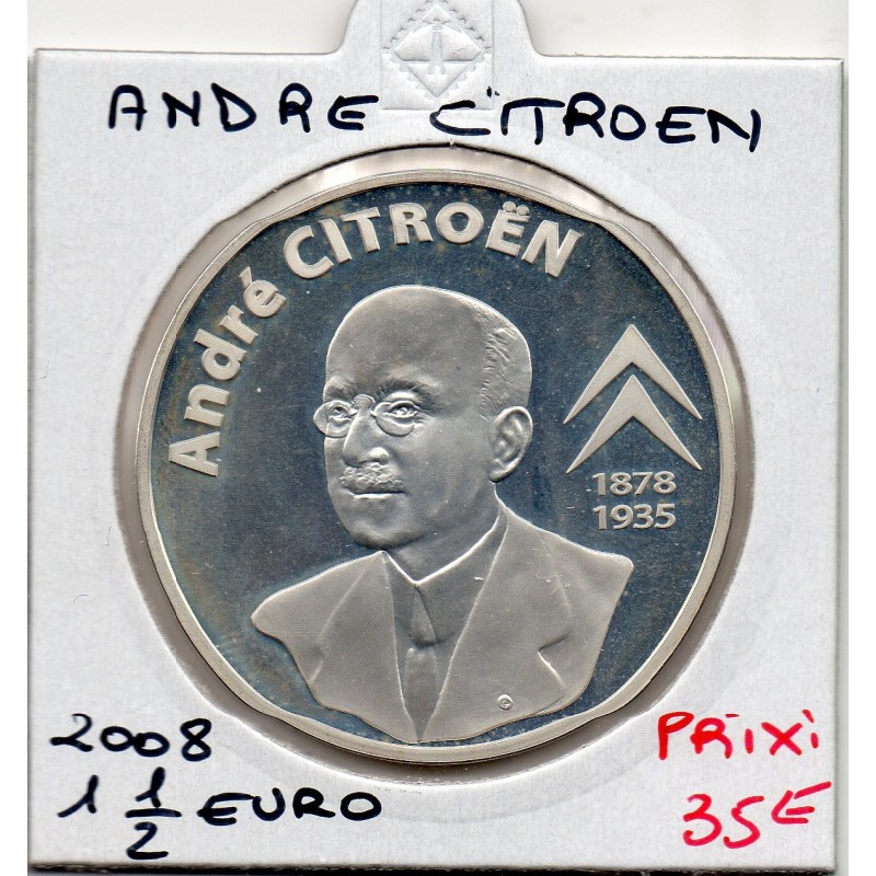 1 1/2 euro argent BE 2008 André Citroen pièces de monnaies de Paris