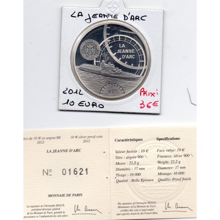 10 euros argent BE 2012 La jeanne d'arc pièces de monnaies de Paris