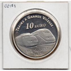 10 euros argent BE 2012 Gare de Lyon Saint-Exupéry pièces de monnaies de Paris