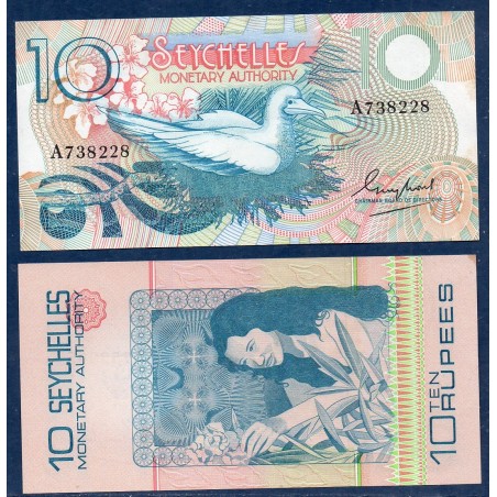 Seychelles P.23a, Neuf, Billet de 10 Rupees 1979 Sula Sula