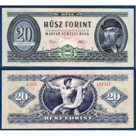 Hongrie P.169h, Neuf Billet de 20 Forint 1975 Dozsa Gyorgy