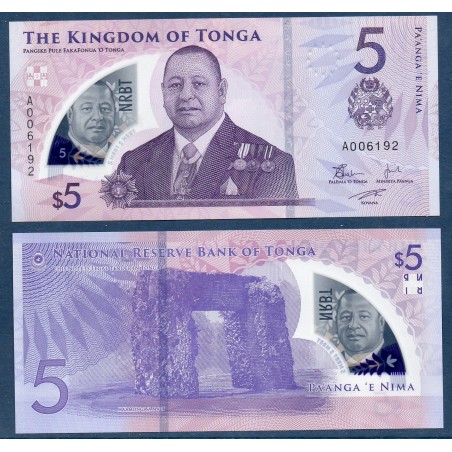 Tonga P.51, Neuf Billet de 5 Pa'anga 2023 Tupou VI