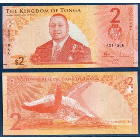 Tonga P.50, neuf Billet de 2 Pa'anga 2023  Tupou VI