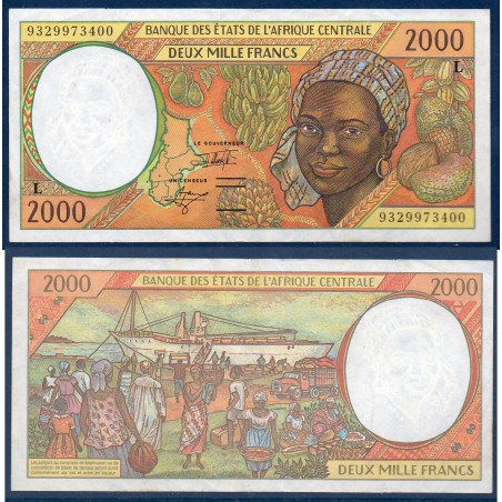 Afrique Centrale P.403La Gabon, TTB, Billet de 2000 Francs CFA 1993 femme