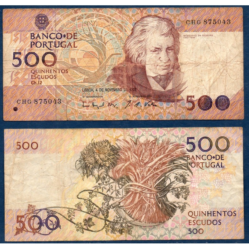 Portugal P.180f, B, Billet de 500 Escudos 4.11.1993 Da Silveira