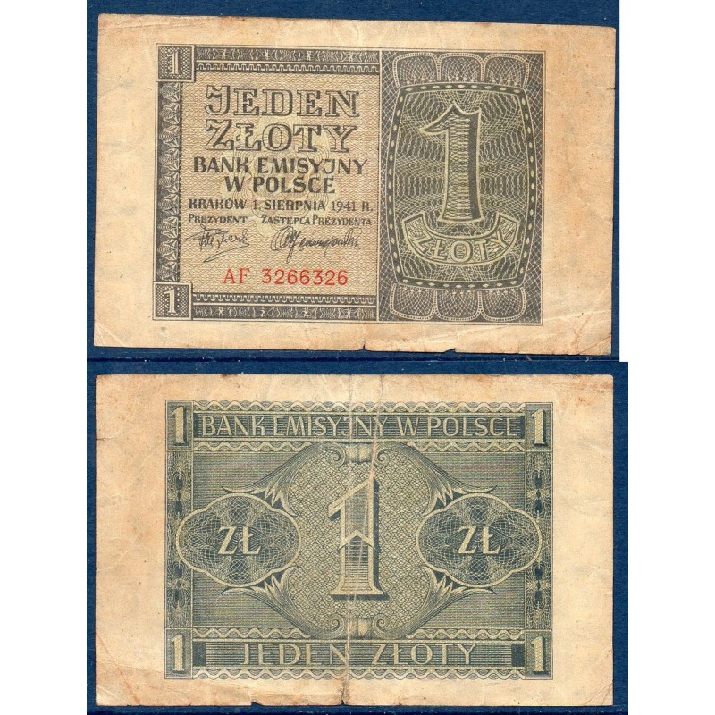 Pologne P.99, TB, Billet de 1 zloty 1941 Gris