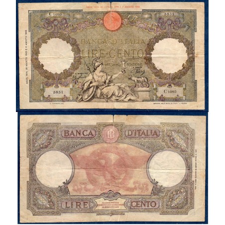 Italie P.68, TB- Billet de 100 Lire 23.8.1943 Roma