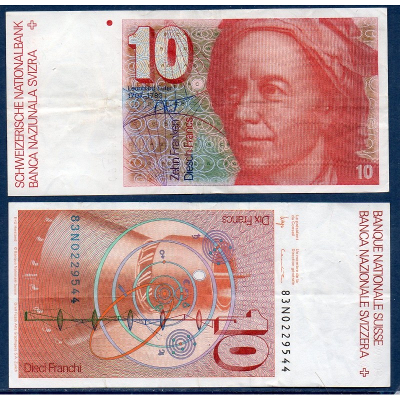 Suisse P.53e, TTB, Billet de 10 Francs 1983 Leonhard Euler