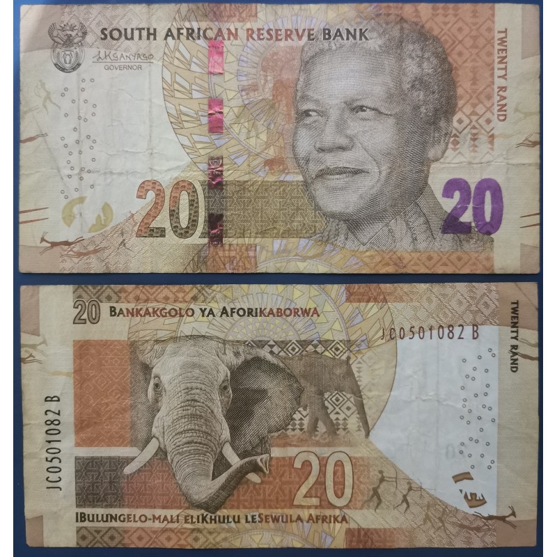 Afrique du sud P.139b, TB, Billet de 20 rand 2016 Mandela éléphants