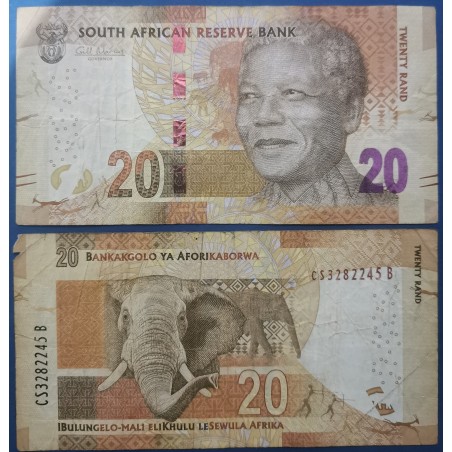 Afrique du Sud P.139a, TB, Billet de 20 rand 2014-2015 Mandela éléphants