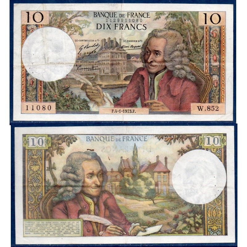 10 Francs Voltaire TB 4.1.1973 Billet de la banque de France