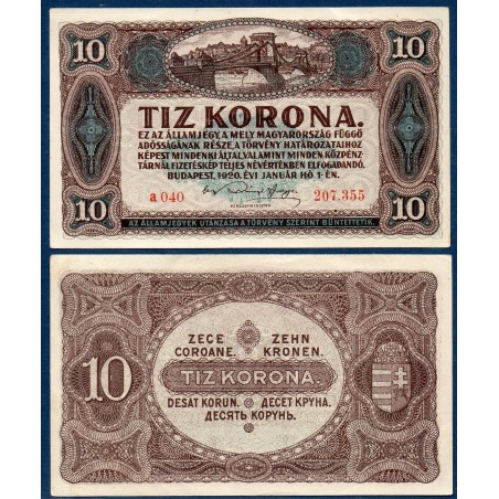 Hongrie P.60, Spl Billet de 10 korona 1920 Budapest