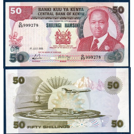 Kenya P.22e, Spl, Billet de 50 Shillings 1988 Aéroport