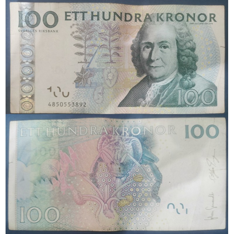 Suède P.65a, TB, Billet de 100 Kronor 2006-2014 Pollinisation