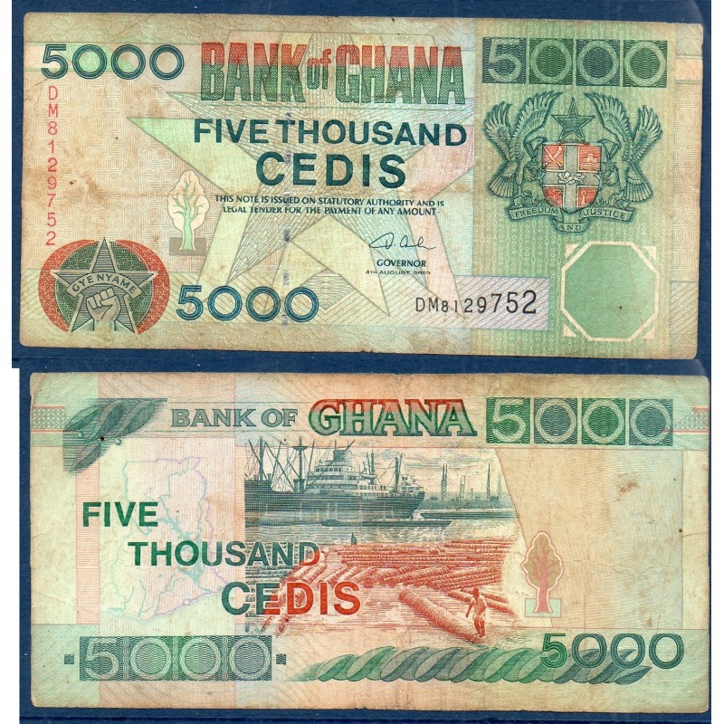 Ghana P.34i, TB, Billet de 5000 Cedis 2003 Grumier