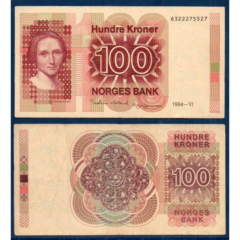 Norvège P.43e, TTB Billet de 100 Kroner 1994 Camilla Collett