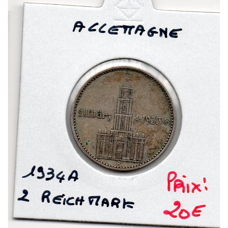 Allemagne 2 reichsmark 1934 A, TTB KM 81 pièce de monnaie