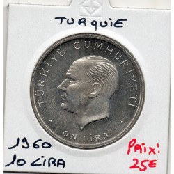 Turquie 10 Lira 1960 Spl, KM 894 pièce de monnaie