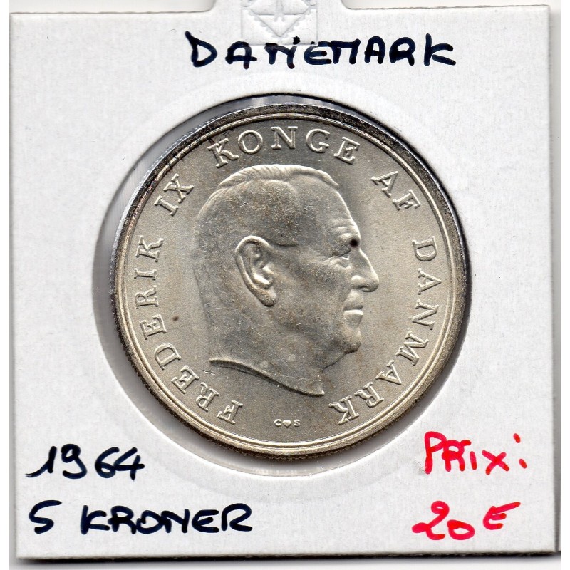 Danemark 5 kroner 1964 Spl, KM 854 pièce de monnaie