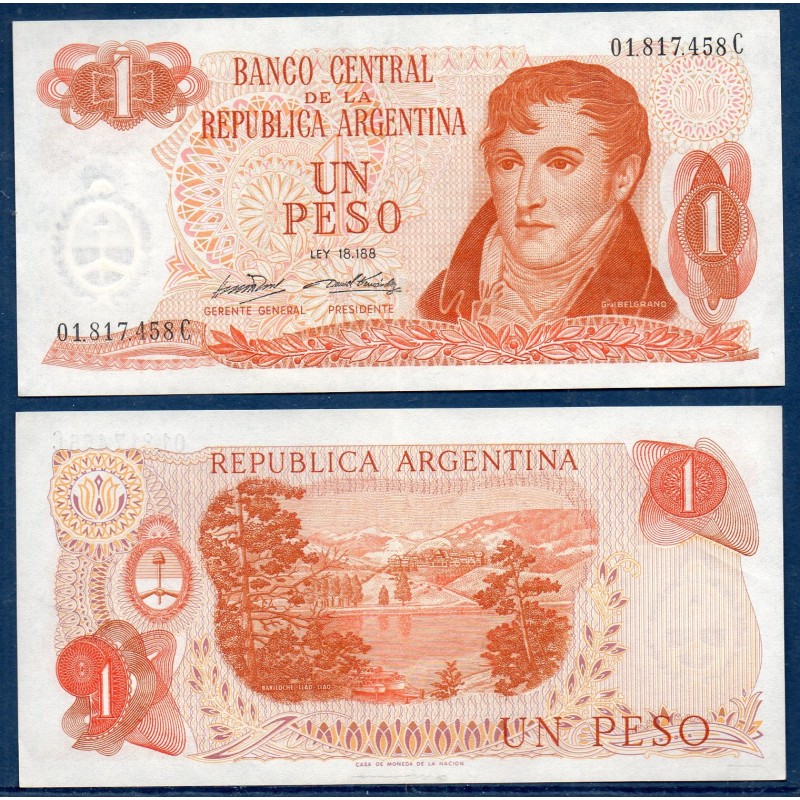 Argentine P.287, Spl Billet de 1 Peso 1970-1973 Llao-Llao