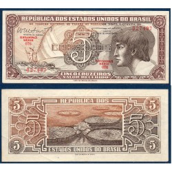 Bresil Pick N°166b, TTB Billet de banque de 5 Cruzeiros 1961-1962