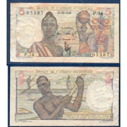 AOF P.36a, TB Billet de 5 Francs 27.12.1948 pirogue