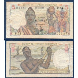 AOF Pick 36a, TB Billet de banque de 5 Francs 27.12.1948